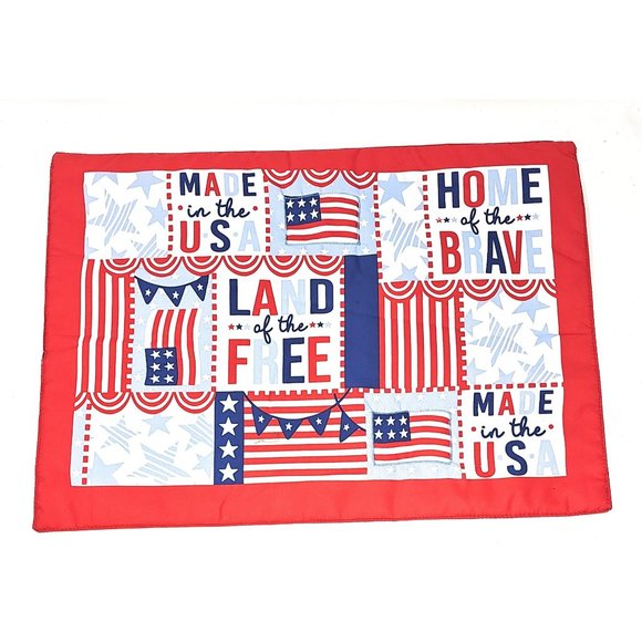 Patriotic Made in USA Land Free Home of Brave Fabric Placemats (Set of 4) - Picture 1 of 3